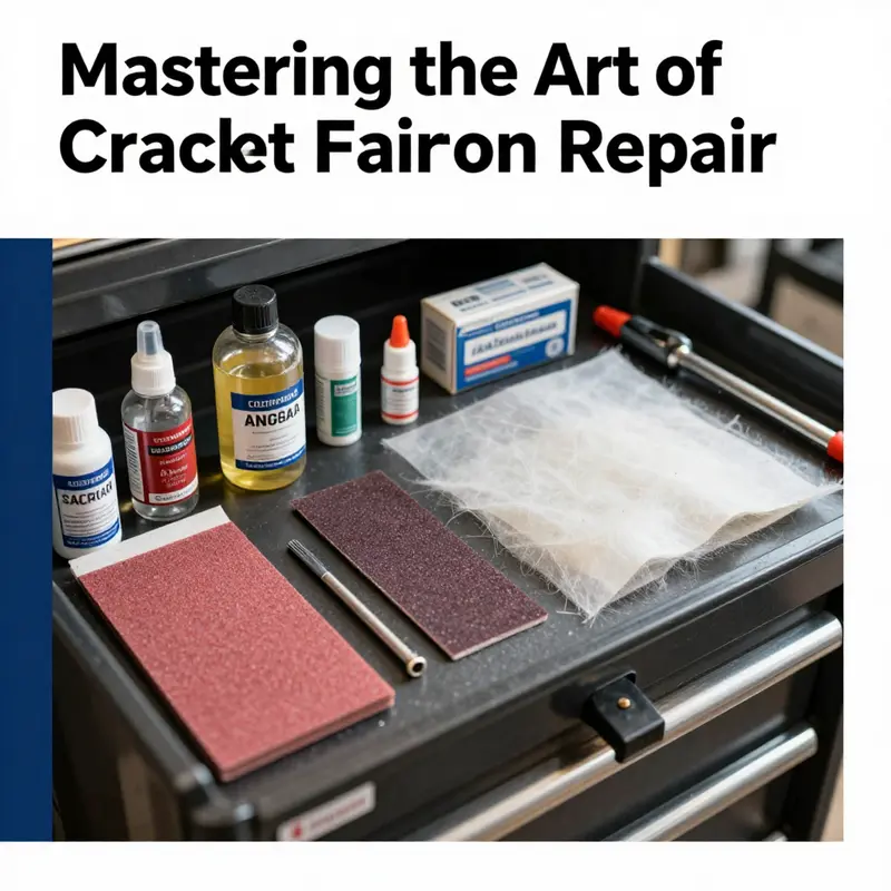Displaying essential tools and techniques used in the repair of cracked motorcycle fairings.