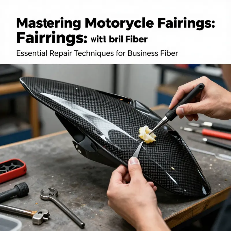 Applying body filler to repair minor damage on motorcycle fairings.
