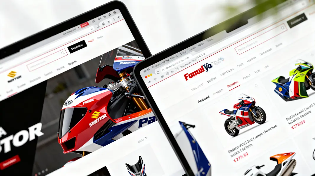 An array of common motorcycle fairings displays the diversity in style and function available for riders.