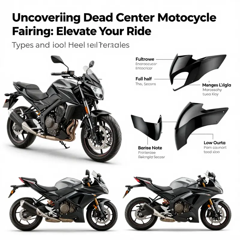 An infographic illustrating the different types of Dead Center motorcycle fairings and their characteristics.