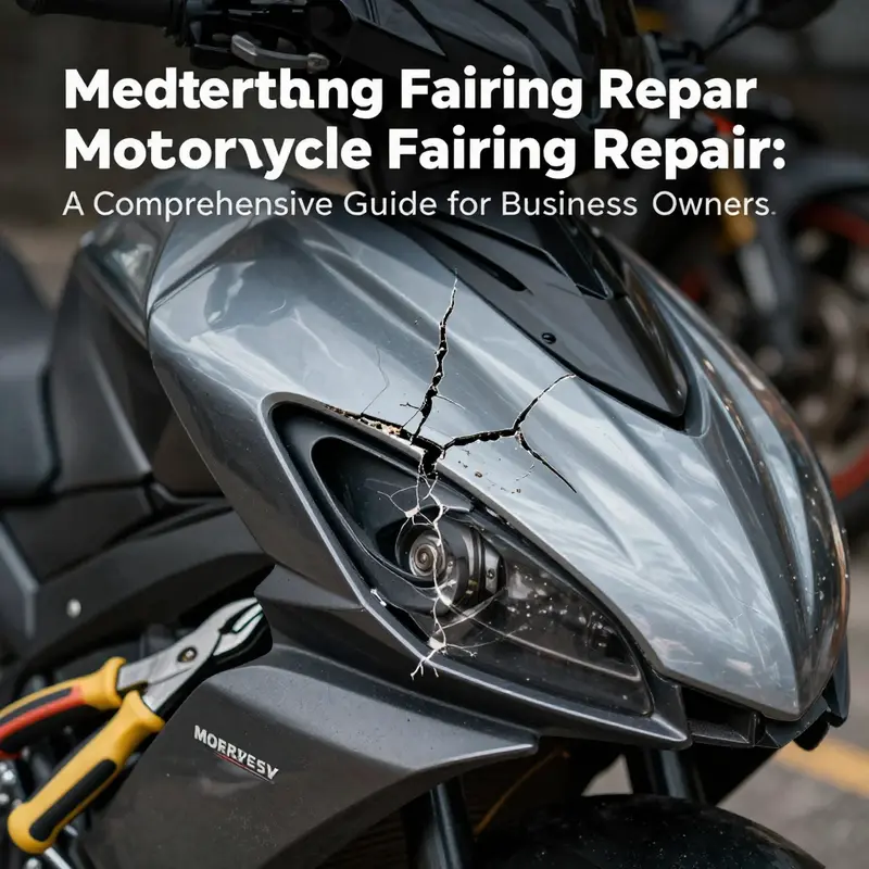 A damaged motorcycle fairing showing the need for repair, with tools ready for the restoration process.