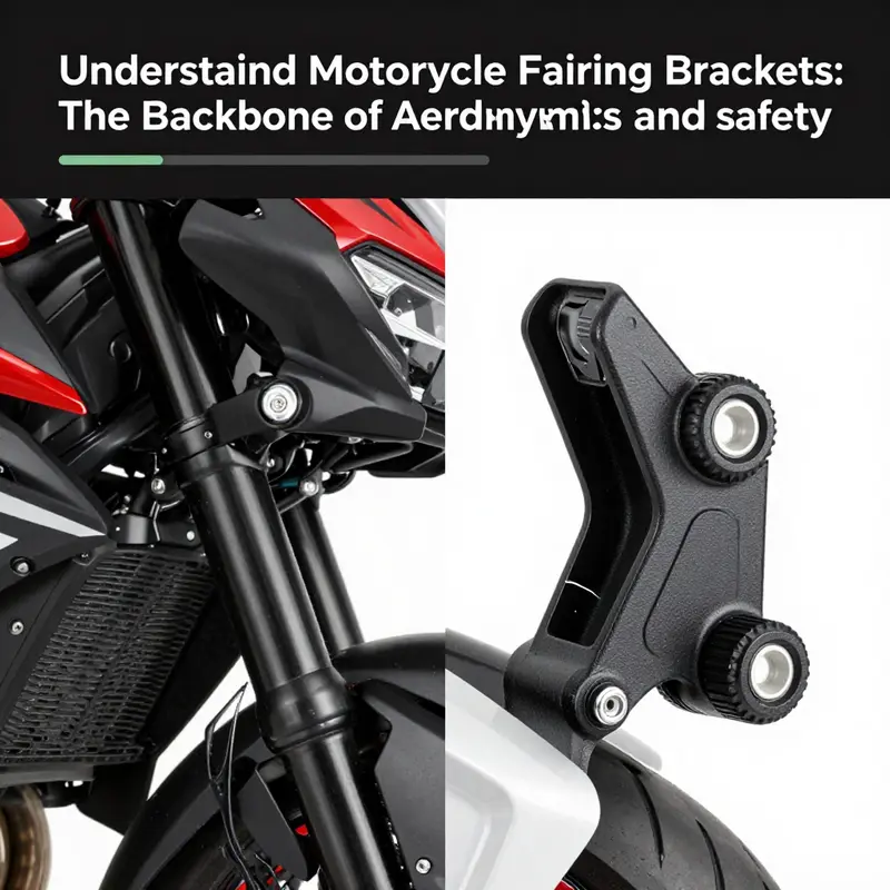 An installed motorcycle fairing bracket, demonstrating its critical role in aerodynamics and safety.