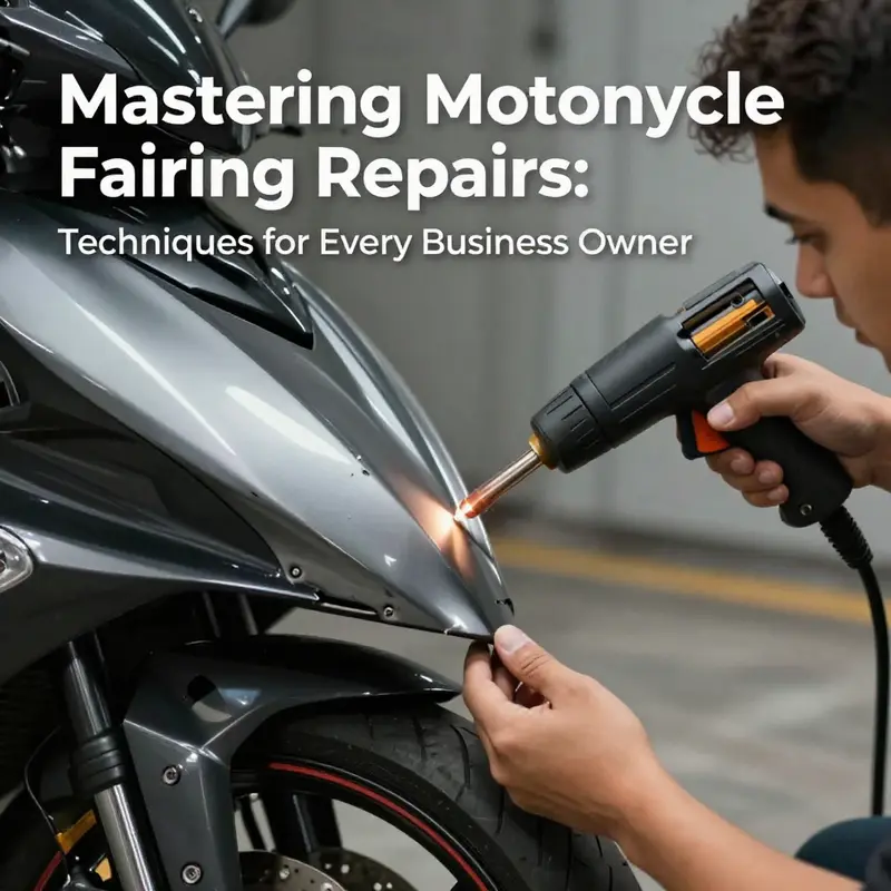 Demonstrating basic techniques for fixing surface damage on motorcycle fairings.