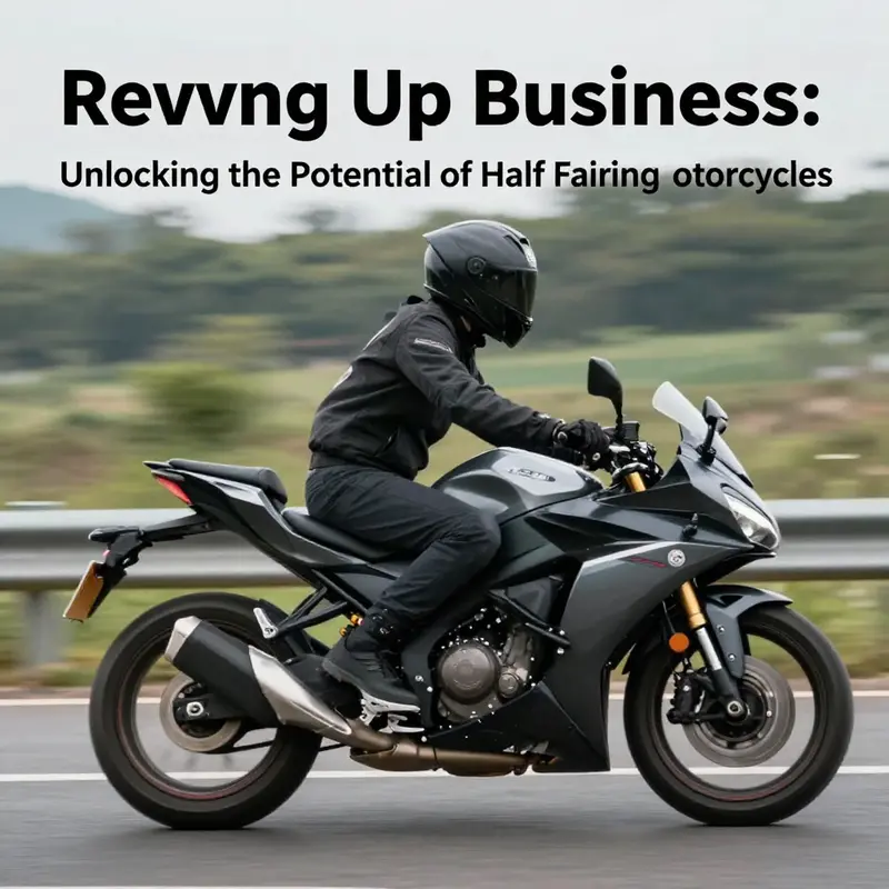 A modern half fairing motorcycle emphasizes its stylish design and aerodynamic efficiency.