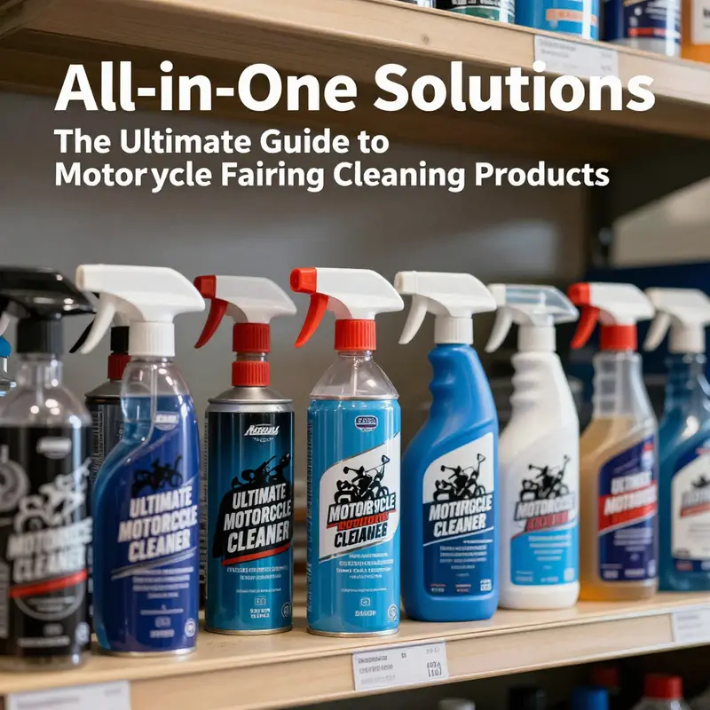 Glossy motorcycle fairing maintained with specialized cleaner.