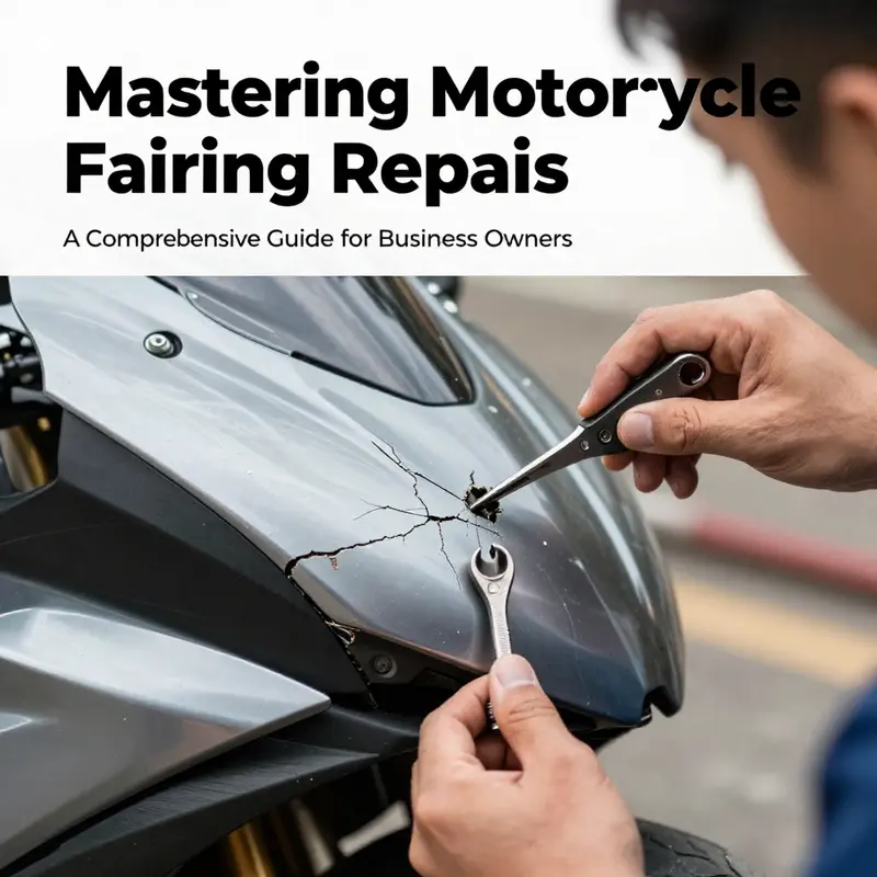 Evaluating the extent of damage on a motorcycle fairing before initiating repairs.