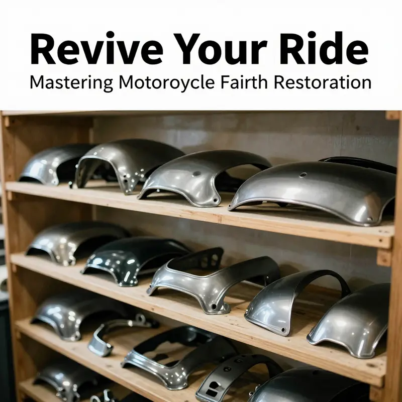 Evaluation tools next to a worn-out motorcycle fairing highlighting damages.