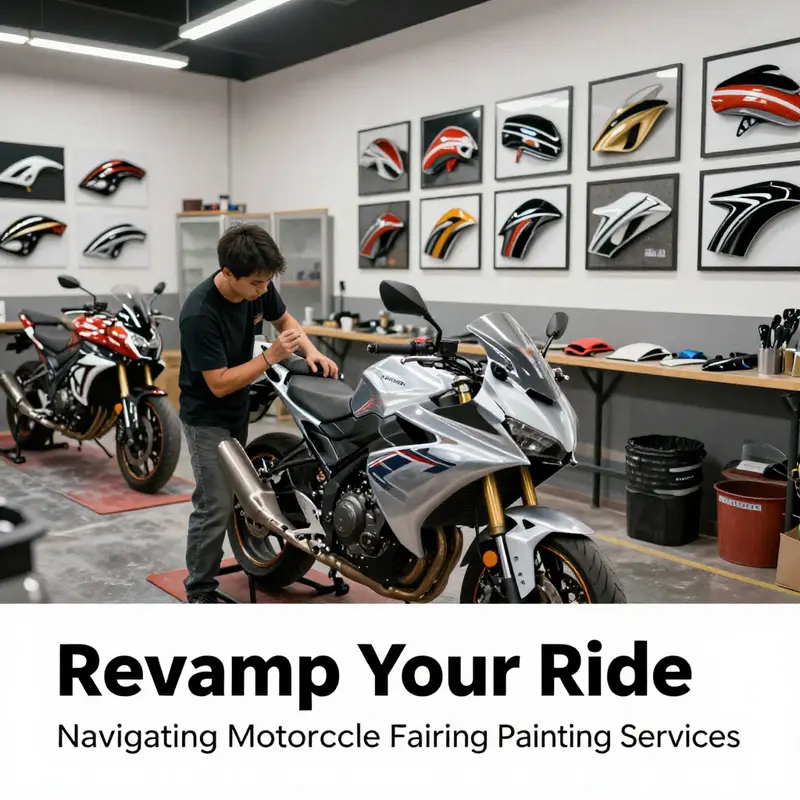 A glimpse of a professional motorcycle fairing painting workshop, emphasizing the intricate details involved.