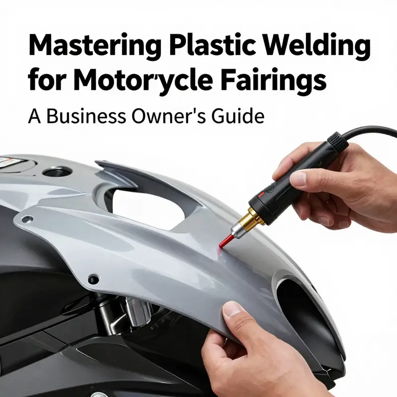Assessing damage on motorcycle fairings before beginning the plastic welding process.