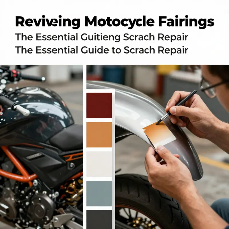 A mechanic demonstrating essential polishing techniques for motorcycle fairing scratch repair.