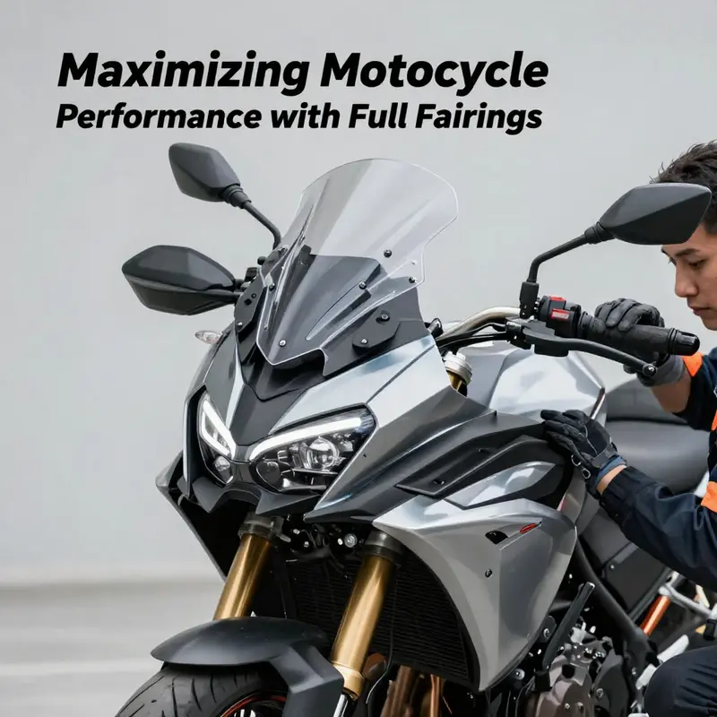 The aerodynamic design of this motorcycle full fairing improves speed and stability, crucial for performance riding.