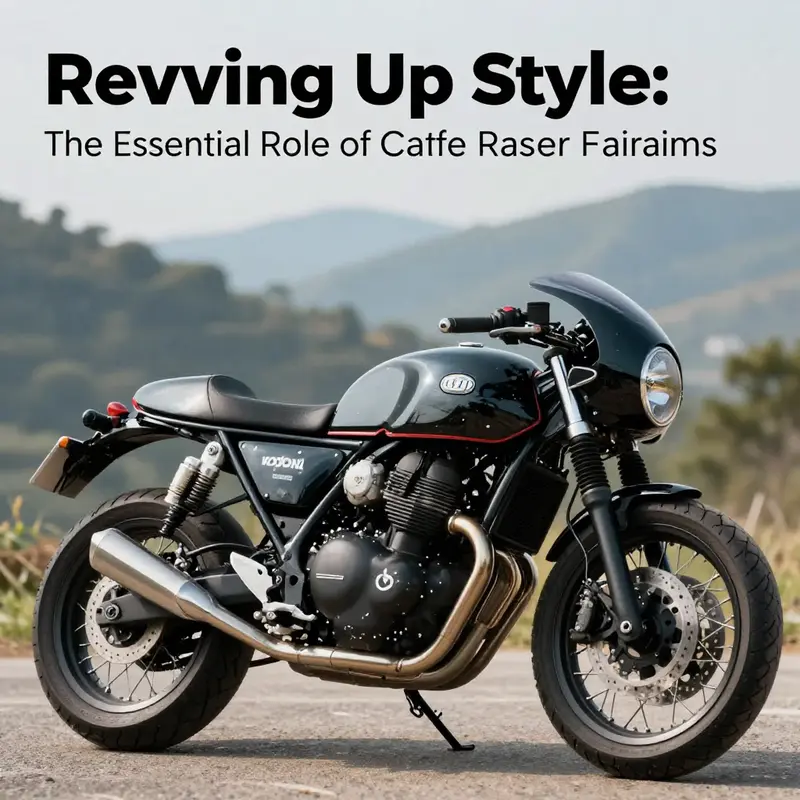 Cafe racer motorcycle displaying a sleek fairing in a scenic outdoor setting.