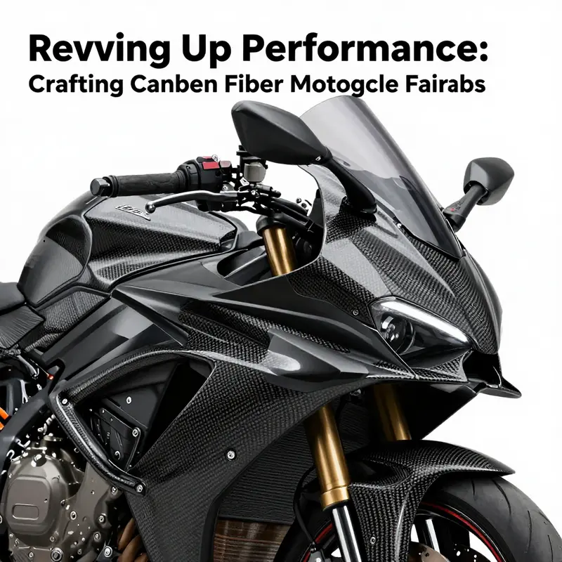 Stylish motorcycle outfitted with carbon fiber fairings, emphasizing modern design and performance.