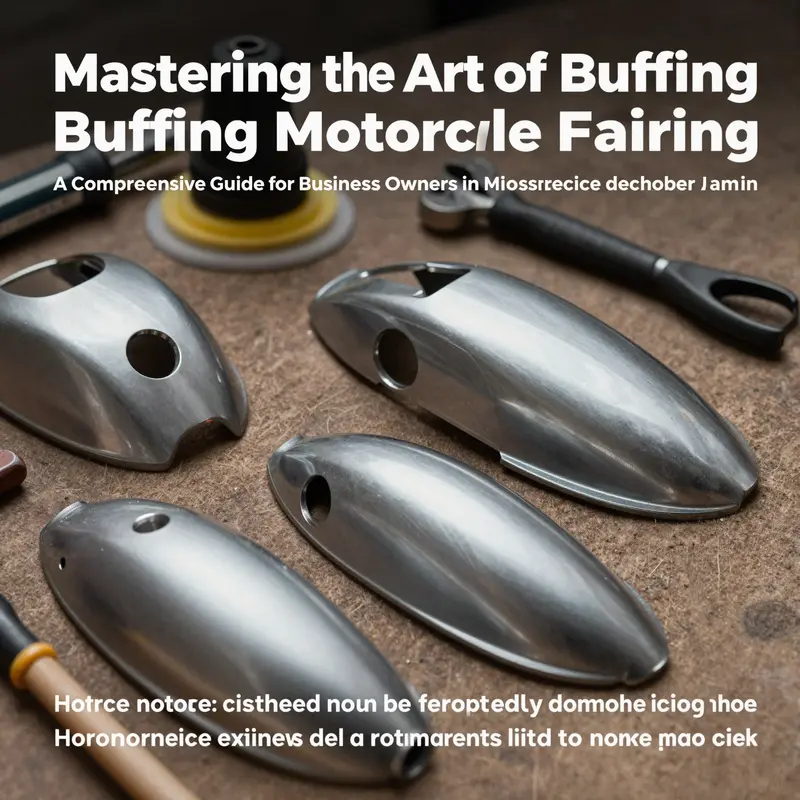 A collection of polished motorcycle fairings surrounded by buffing tools and equipment, highlighting the significance of the buffing process.