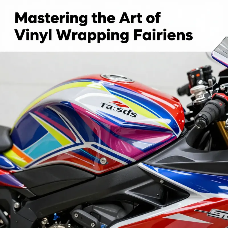A motorcycle fairing wrapped in colorful vinyl, illustrating the impact of vinyl wrapping customization.
