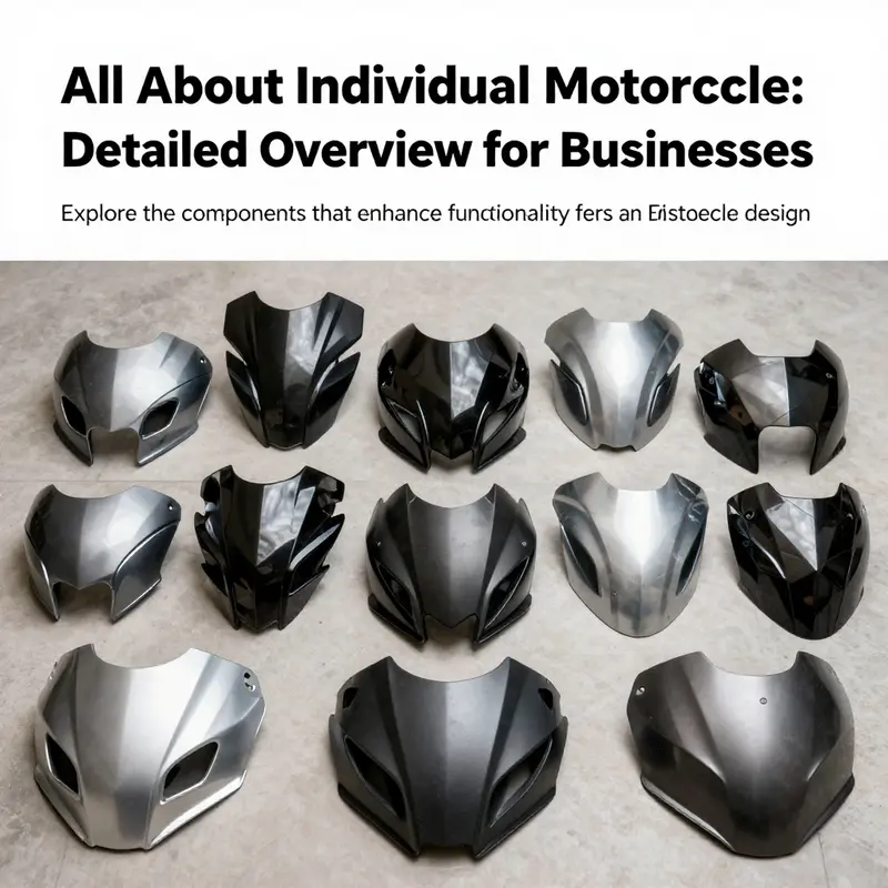 An artistic representation of various motorcycle fairings highlighting their design and features.