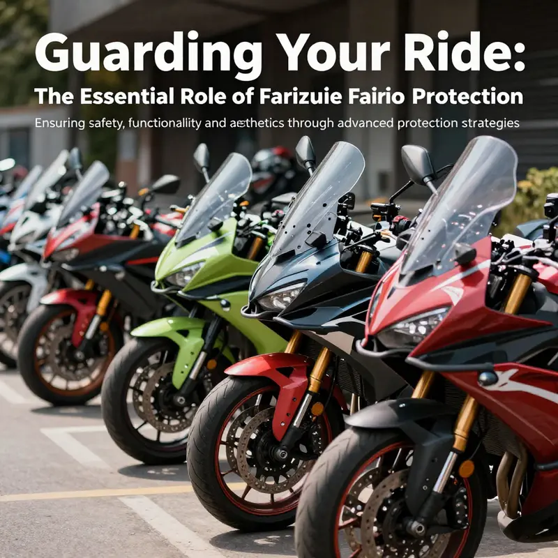 A collection of motorcycles in an outdoor setting, showcasing their fairing protection.