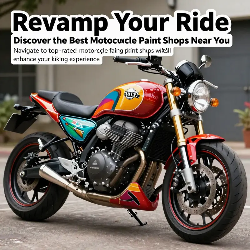 A customized motorcycle with vibrant fairing paint in an outdoor setting.