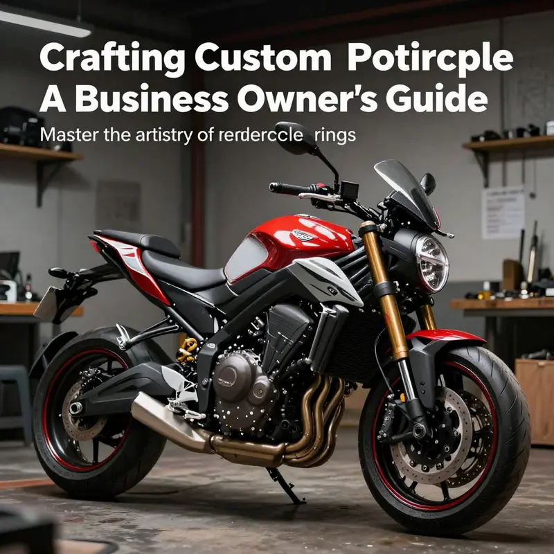 A custom motorcycle with unique fairings in a workshop environment.