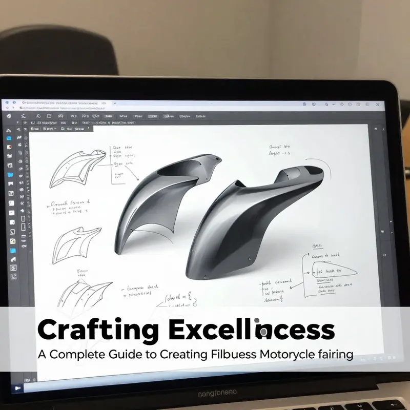 An organized workspace showcasing the essential tools for creating fiberglass motorcycle fairings.