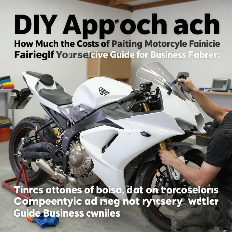 An overview of a professional motorcycle painting shop showcasing tools and partially painted fairings.