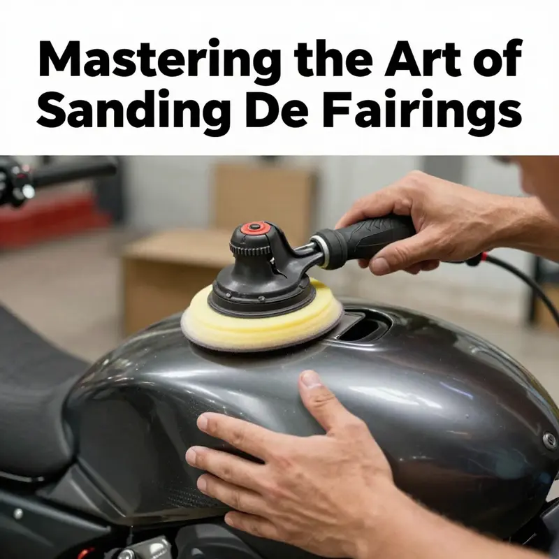 Inspecting a motorcycle fairing before starting the sanding process.