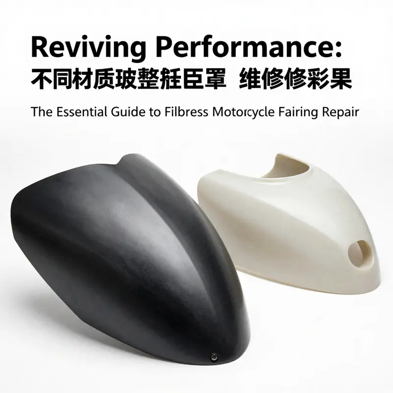 Comparison between fiberglass and plastic motorcycle fairings, showcasing weight and durability advantages.