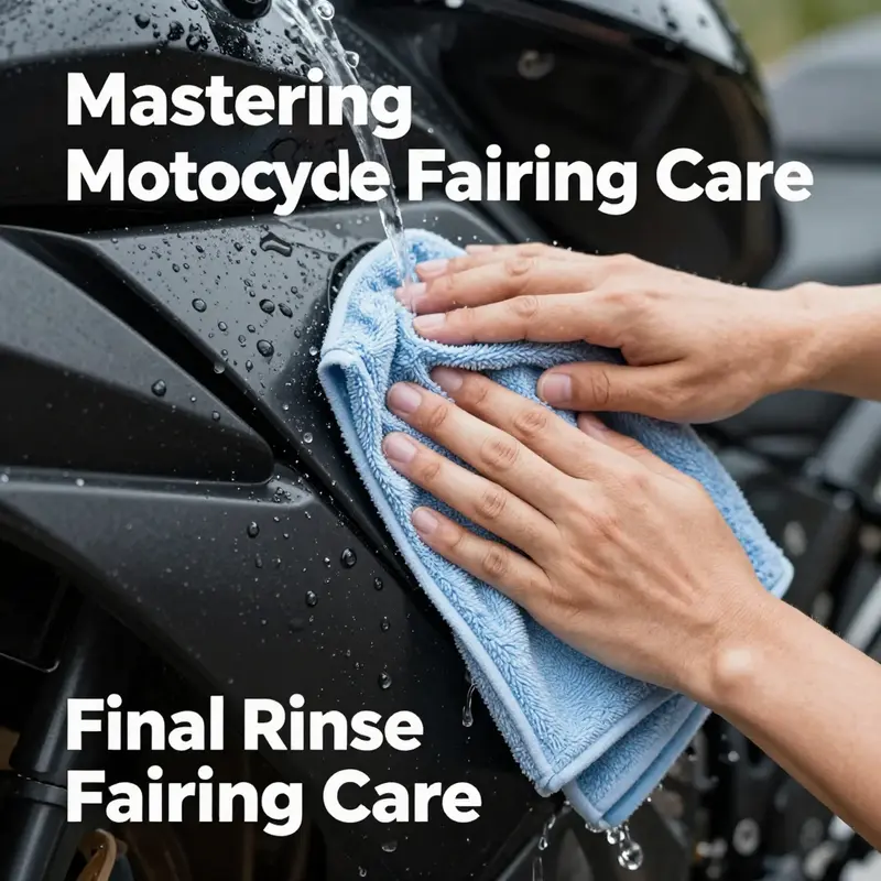Essential supplies for cleaning motorcycle fairings laid out in a well-organized manner.