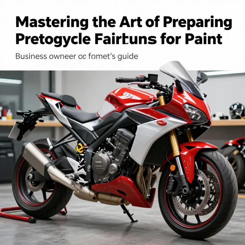 A showroom displaying a motorcycle with newly painted fairings, emphasizing the quality of the paint prep process.