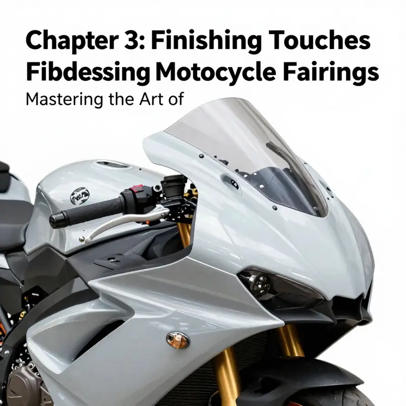 Essential materials and tools for preparing motorcycle fairings before fiberglass application.