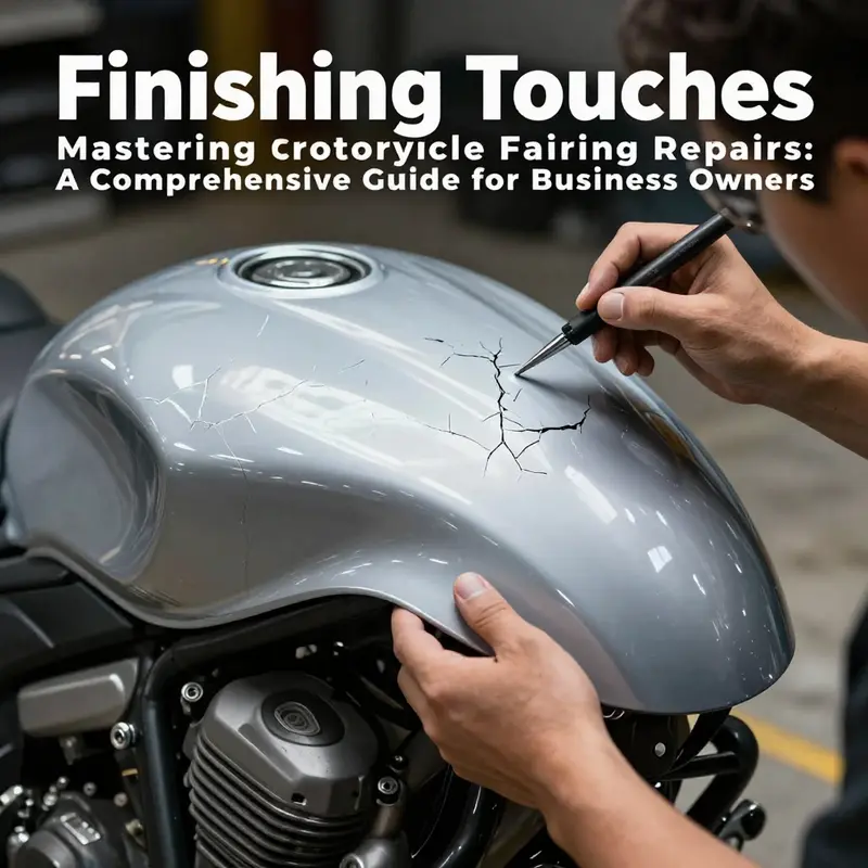 Evaluating the extent of damage on a motorcycle fairing before initiating repairs.