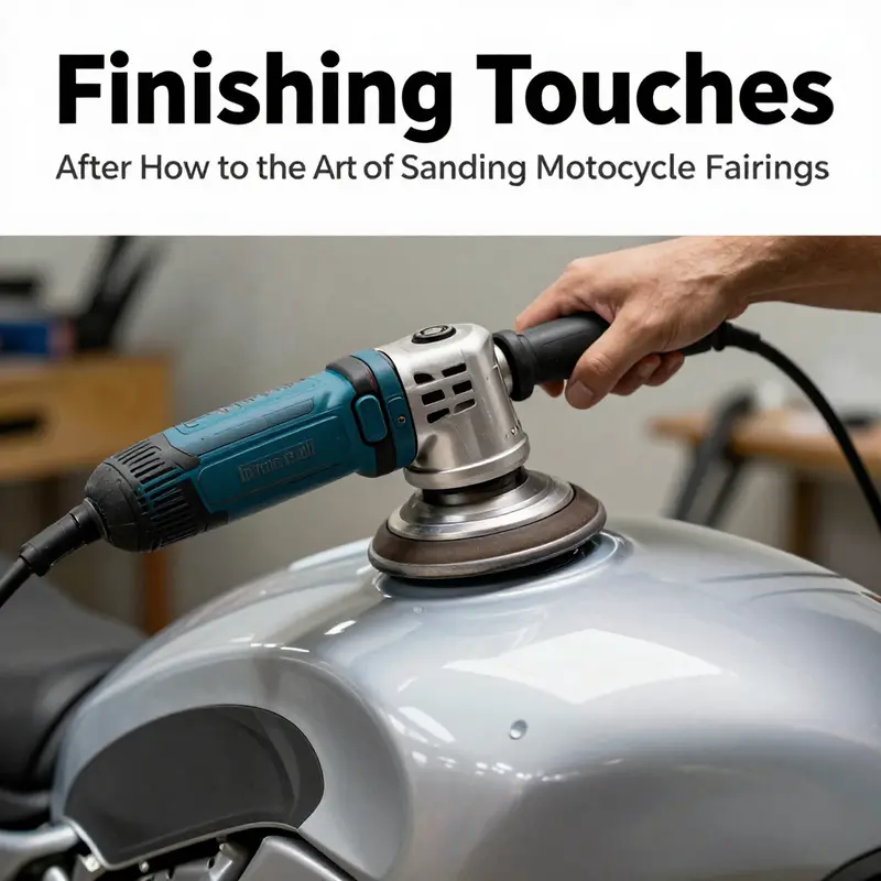 Inspecting a motorcycle fairing before starting the sanding process.