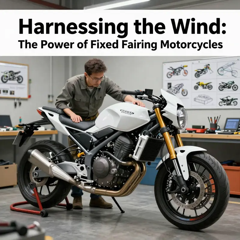 A sport motorcycle demonstrating the aerodynamic advantages of fixed fairings while on the road.