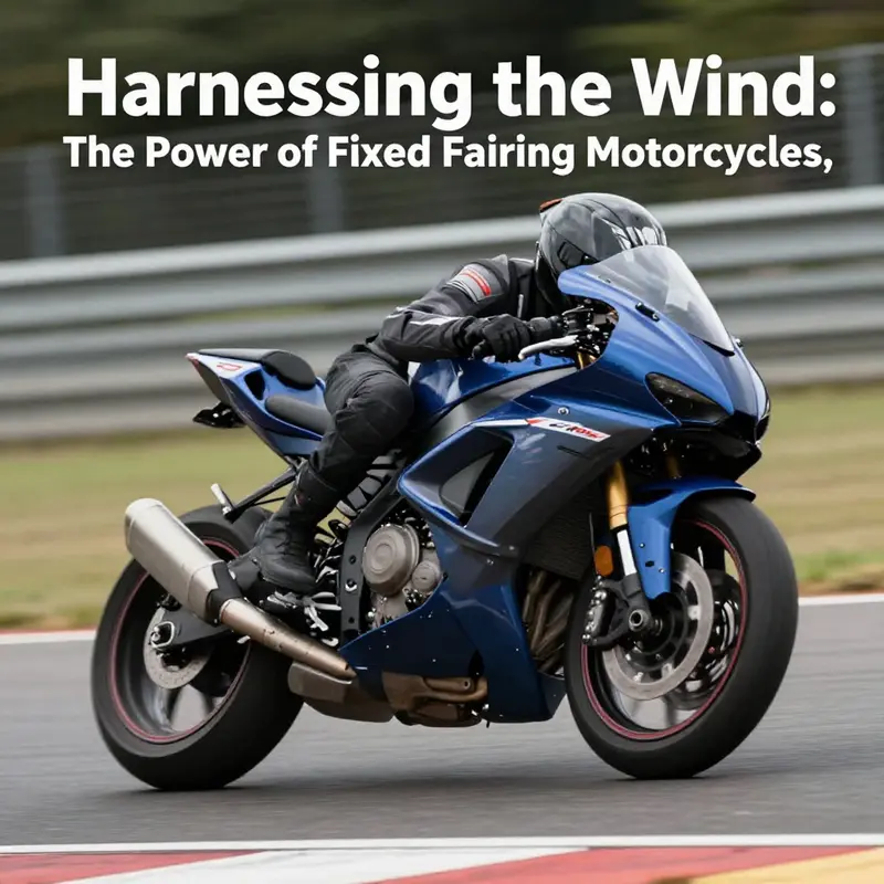 A sport motorcycle demonstrating the aerodynamic advantages of fixed fairings while on the road.