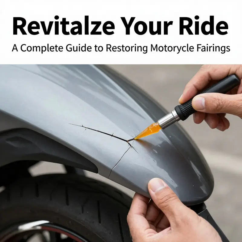 A motorcycle fairing being restored through careful polishing, demonstrating a significant reduction in scratches and haze.