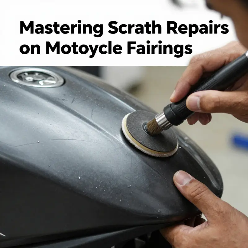 Using toothpaste to polish out minor scratches on a motorcycle fairing.