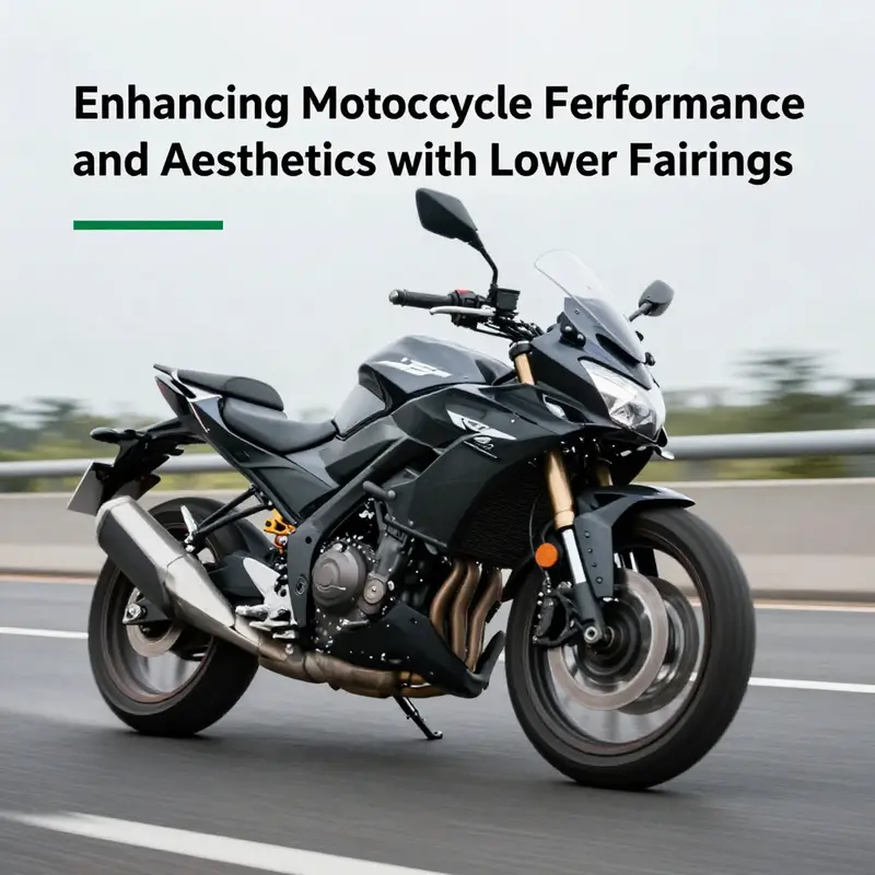 Close-up view of a motorcycle lower fairing highlighting its design and material composition.