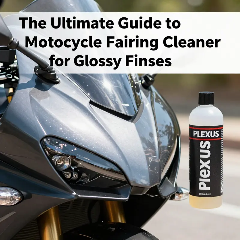 Glossy motorcycle fairing maintained with specialized cleaner.