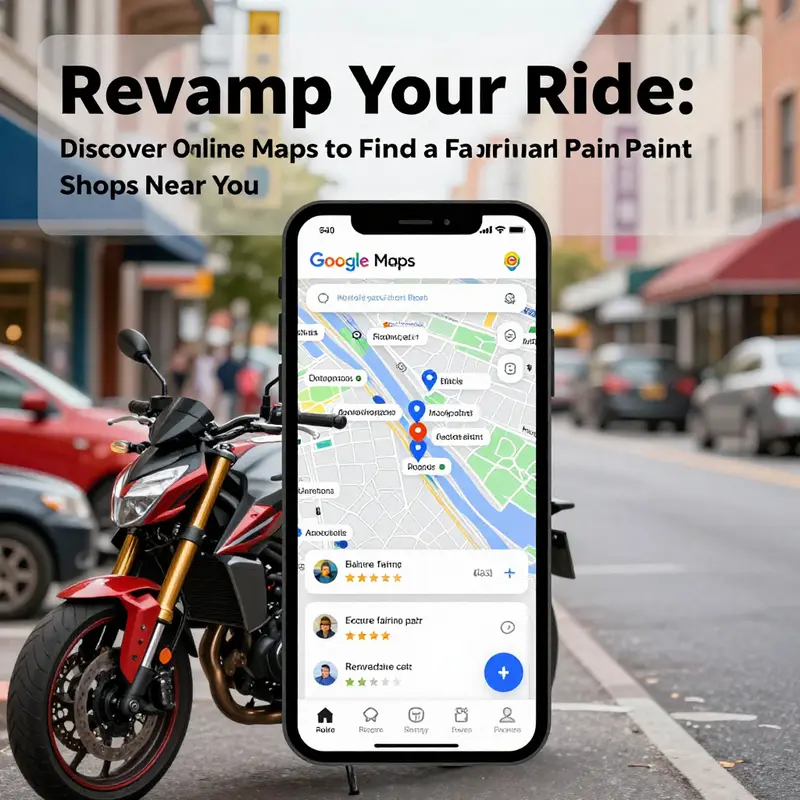 An example of using Google Maps to locate motorcycle fairing paint shops in your area.