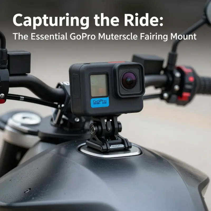 The GoPro motorcycle fairing mount showcases its robust build and impressive design when mounted on a bike.