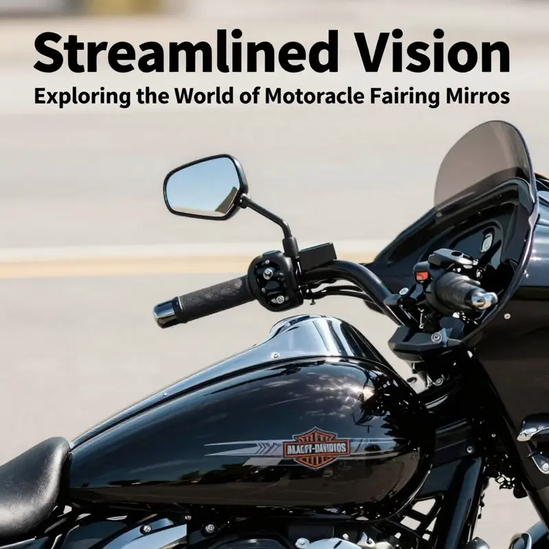 Close-up of stylish fairing mirrors on a Harley-Davidson enhancing the motorcycle’s aesthetic.