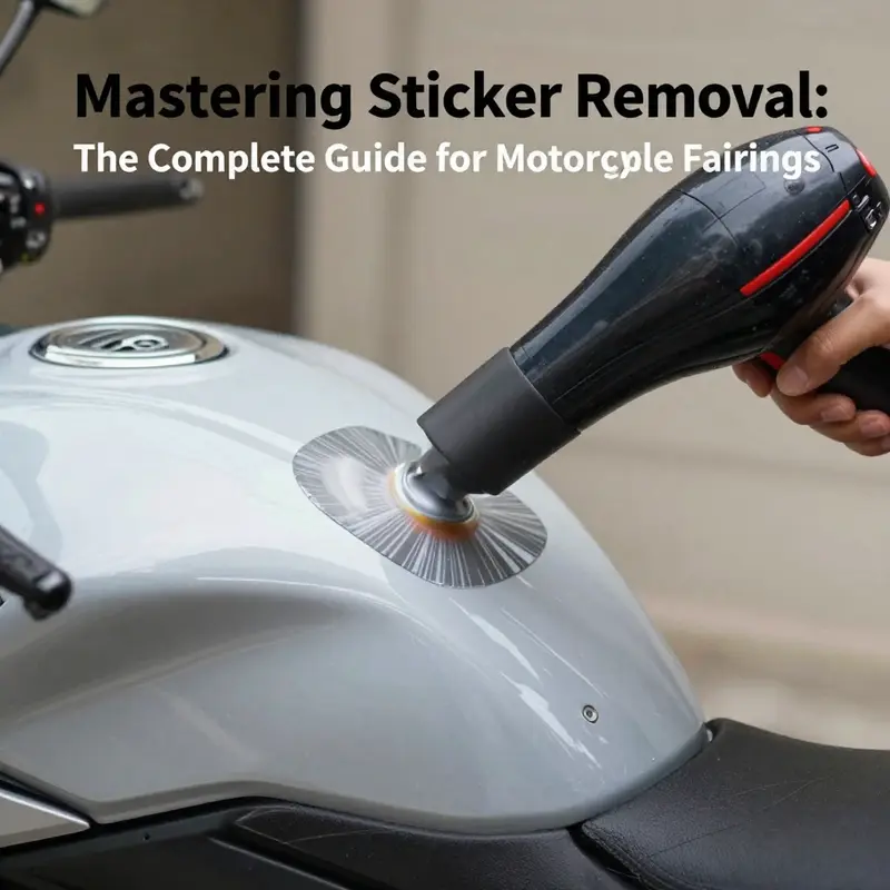 Using heat to safely remove stickers from motorcycle fairings.