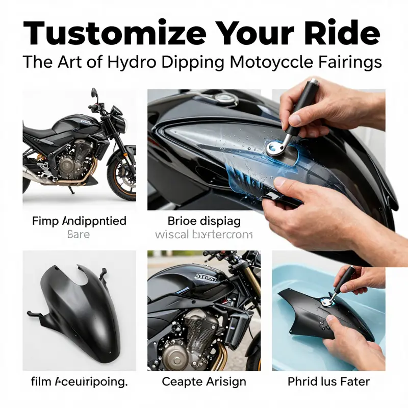 Step-by-step process of hydro dipping motorcycle fairings.