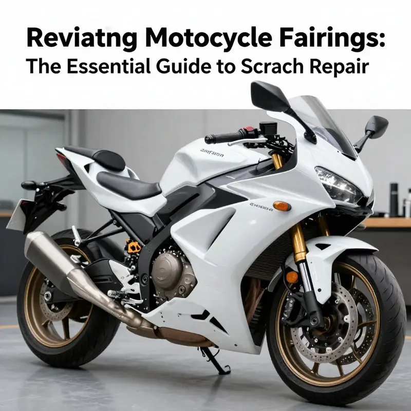 A mechanic demonstrating essential polishing techniques for motorcycle fairing scratch repair.