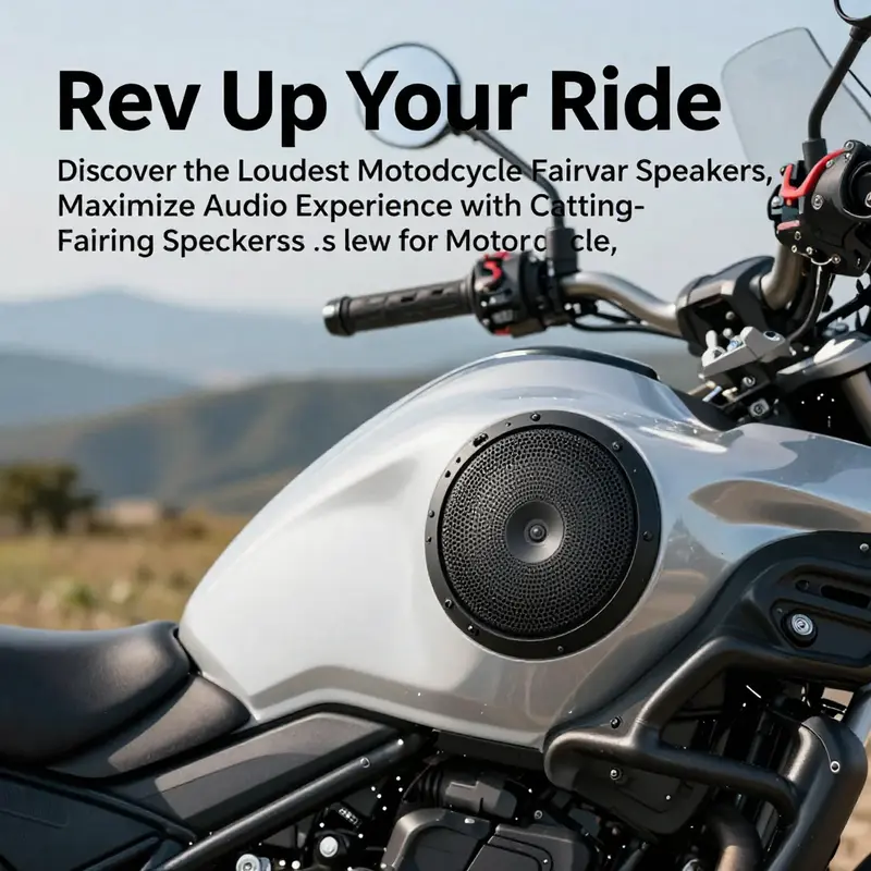 A motorcycle equipped with fairing speakers against a beautiful landscape backdrop, capturing the spirit of adventure.