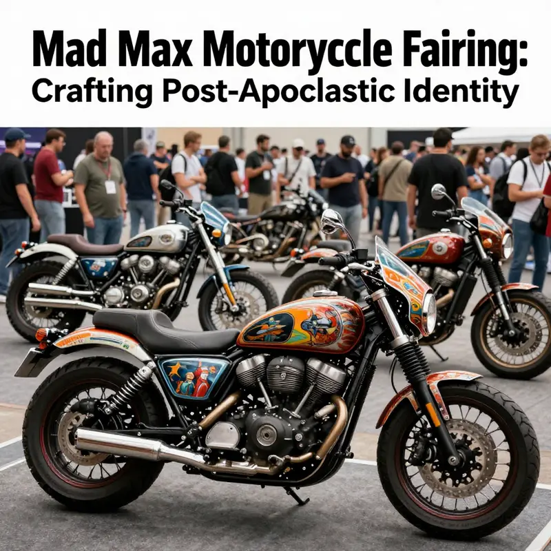 A striking example of a Mad Max motorcycle fairing, showcasing its post-apocalyptic aesthetic.