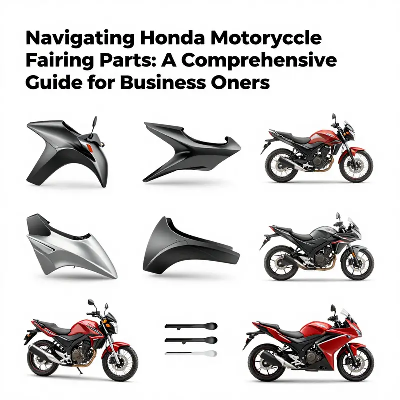 Various Honda motorcycle fairing parts highlighting their design and materials.