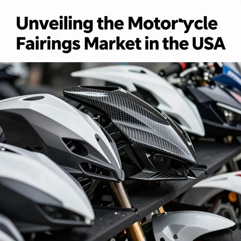 Various motorcycle fairings presented in a retail environment, demonstrating the diversity available to consumers.