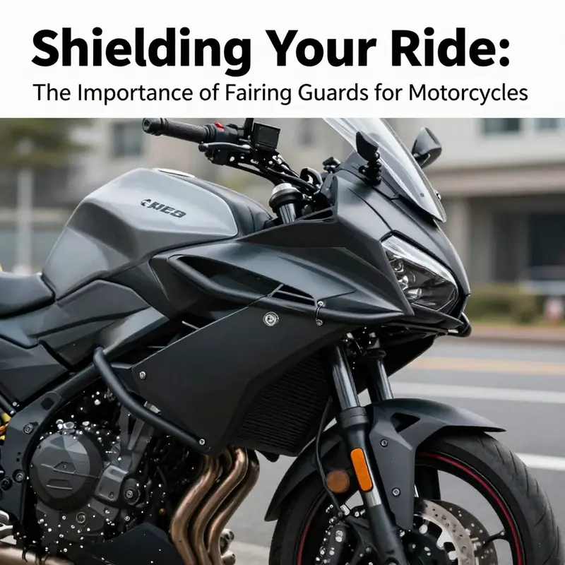 A motorcycle on a city street featuring a fairing guard, showcasing a blend of aesthetics and safety.