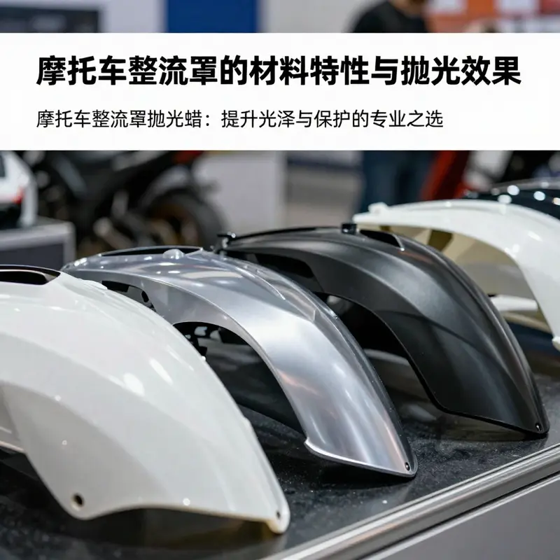 专业技师为摩托车整流罩涂抹高质量抛光蜡。